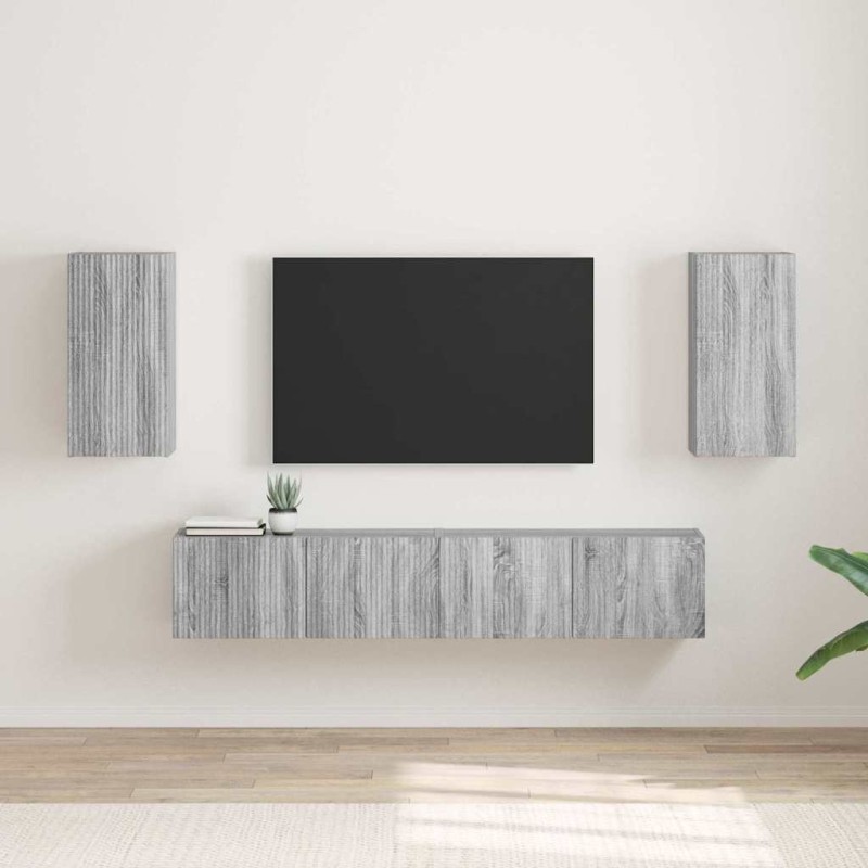 Meuble TV mural Montage mural 2 pcs Gris Sonoma 30 x 31 x 60 cm 619665619665