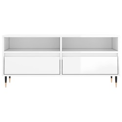 Meuble TV blanc brillant 100x34,5x44,5 cm bois d'ingénierie 619671619671