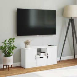 Meuble TV avec tiroir ODDA blanc 79x24x40 cm bois massif pin 619677619677