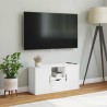 Meuble TV avec tiroir ODDA blanc 79x24x40 cm bois massif pin 619677619677