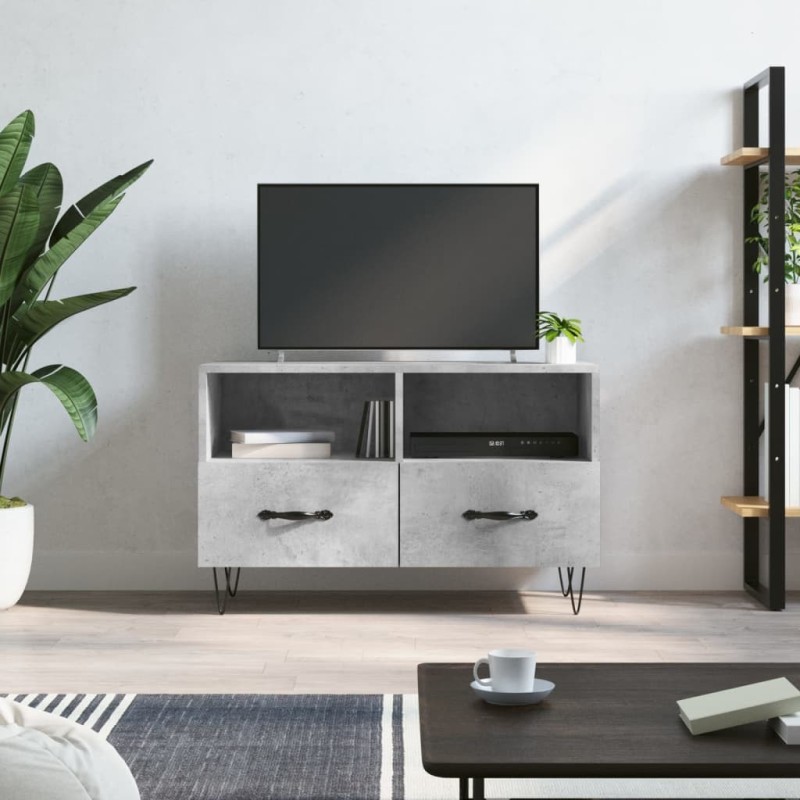 Meuble TV Gris béton 80x36x50 cm Bois d'ingénierie 619680619680