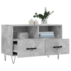 Meuble TV Gris béton 80x36x50 cm Bois d'ingénierie 619680619680