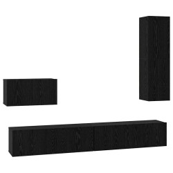 Meuble TV mural 4 pcs Chêne noir Bois d'ingénierie 619683619683
