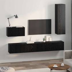 Meuble TV mural 4 pcs Chêne noir Bois d'ingénierie 619683619683