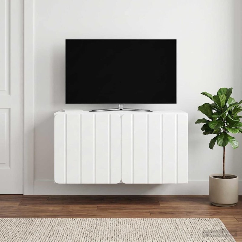 Meuble TV mural 59,5 x 31 x 30 cm Blanc brillant 619684619684