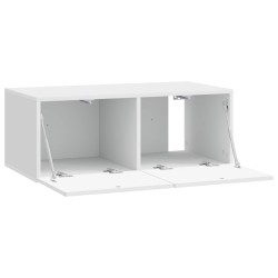 Meuble TV mural 78,5 x 31 cm Blanc brillant Bois d'ingénierie 619685619685