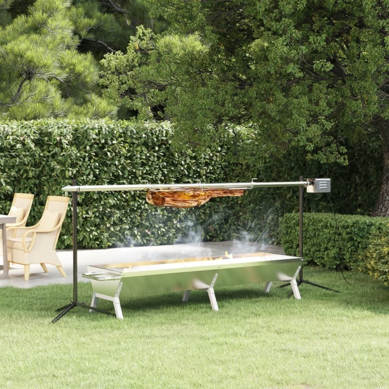 Plateau pour barbecue Argenté 158x42x31 cm Acier inoxydable 619688619688