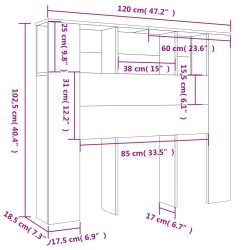 Armoire à tête de lit Blanc 120x18,5x102,5 cm 619692619692