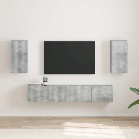 Meuble TV mural 2 pcs Béton 30 x 31 x 60 cm Bois d'ingénierie 619696619696