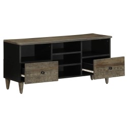 Meuble TV noir 100x33x46 cm bois massif de manguier 619698619698