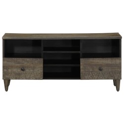 Meuble TV noir 100x33x46 cm bois massif de manguier 619698619698