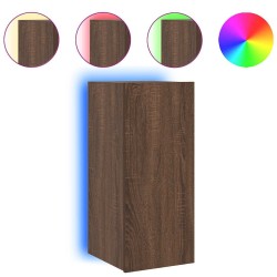 Meuble TV mural avec lumières LED chêne marron 30,5x35x70 cm 619700619700