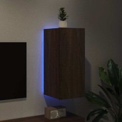 Meuble TV mural avec lumières LED chêne marron 30,5x35x70 cm 619700619700