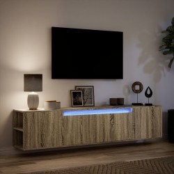 Meuble TV mural avec LED chêne sonoma 180x31x39,5 cm 619701619701