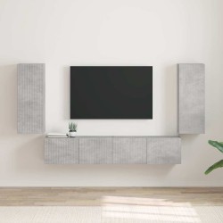 Meuble TV mural 2 pcs Béton 30 x 31 x 80 cm Bois d'ingénierie 619703619703