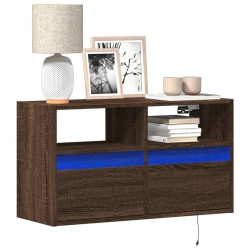 Meuble TV mural avec lumières LED chêne marron 80x31x45 cm 619704619704
