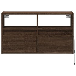 Meuble TV mural avec lumières LED chêne marron 80x31x45 cm 619704619704
