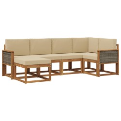 Ensemble de canapés d'extérieur 6 pcs Naturel et Beige 619705619705