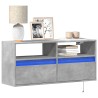 Meuble TV mural avec lumières LED gris béton 100x31x45 cm 619706619706