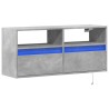 Meuble TV mural avec lumières LED gris béton 100x31x45 cm 619706619706