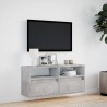 Meuble TV mural avec lumières LED gris béton 100x31x45 cm 619706619706