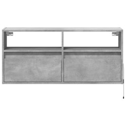 Meuble TV mural avec lumières LED gris béton 100x31x45 cm 619706619706