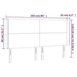 Tête de lit à LED Gris 203x16x118/128 cm Similicuir 619714619714