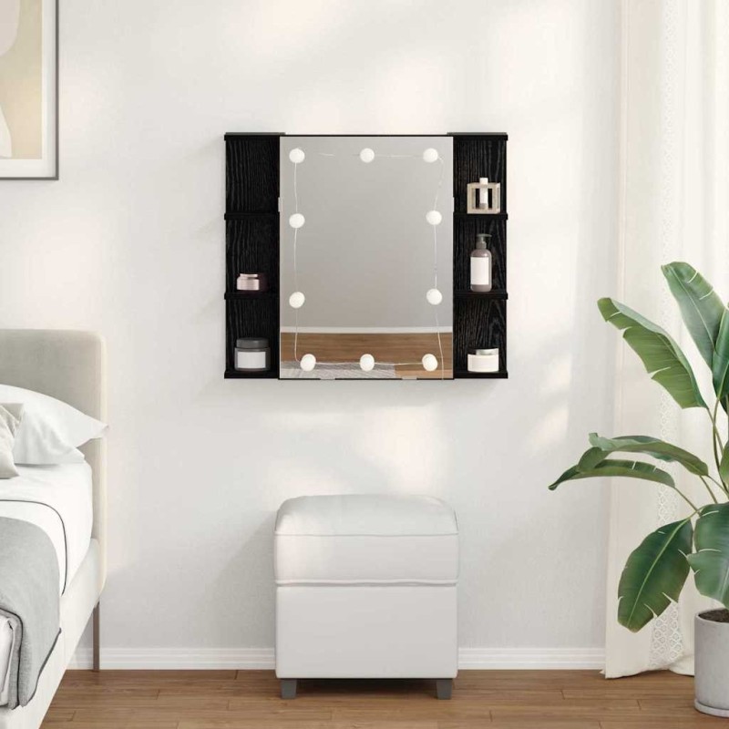 Armoire Miroir Chêne noir 70 x 16,5 x 60 cm Bois d'ingénierie 619720619720