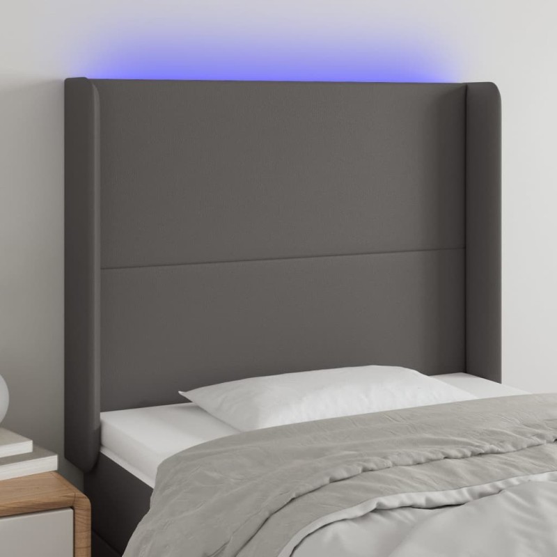 Tête de lit à LED Gris 103x16x118/128 cm Similicuir 619721619721