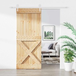 Porte coulissante Naturel et Blanc 100 x 210 cm 619727619727