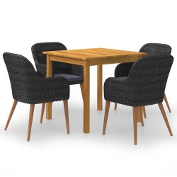 Ensemble à manger de jardin 5 pcs Noir 619733619733