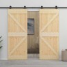 Porte coulissante Naturel et noir 90 x 210 cm 619736619736