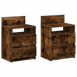 Tables de chevet 2 pcs avec 2 tiroirs chêne fumé 40x33x60 cm 619740619740