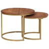 Tables basses gigognes 2 pcs Bois de mangue massif et acier 619741619741