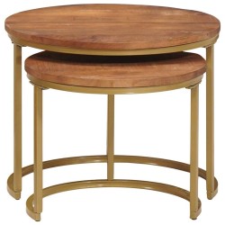 Tables basses gigognes 2 pcs Bois de mangue massif et acier 619741619741