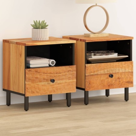 Tables de chevet 2 pcs 40x33x46 cm Bois d'acacia massif 619744619744