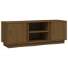 Meuble TV Marron miel 110x35x40,5 cm Bois de pin massif 619748619748