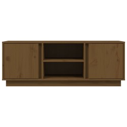 Meuble TV Marron miel 110x35x40,5 cm Bois de pin massif 619748619748