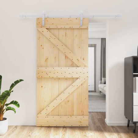 Porte coulissante Naturel et Blanc 100 x 210 cm 619753619753