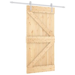 Porte coulissante Naturel et Blanc 100 x 210 cm 619753619753