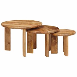 Tables basses gigognes 3 pcs Marron Bois de mangue massif 619755619755