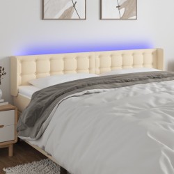 Tête de lit à LED Crème 203x16x78/88 cm Tissu 619756619756