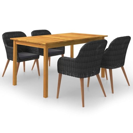 Ensemble à manger de jardin 5 pcs Noir 619762619762