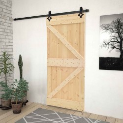 Porte coulissante Naturel et noir 90 x 210 cm 619765619765