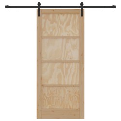 Porte coulissante Naturel et noir 86 x 198,5 cm 619768619768