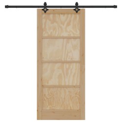 Porte coulissante Naturel et noir 86 x 198,5 cm 619769619769