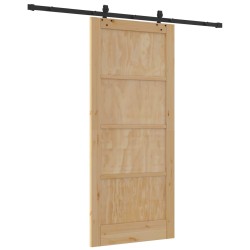 Porte coulissante Naturel et noir 86 x 198,5 cm 619769619769