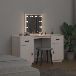Ensemble de coiffeuse avec LED Blanc Bois de pin solide 619771619771