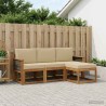 Ensemble de canapés d'extérieur avec coussin 4 pcs Naturel 619777619777