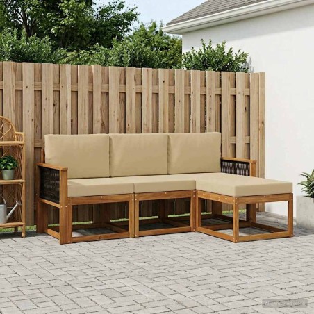Ensemble de canapés d'extérieur avec coussin 4 pcs Naturel 619778619778